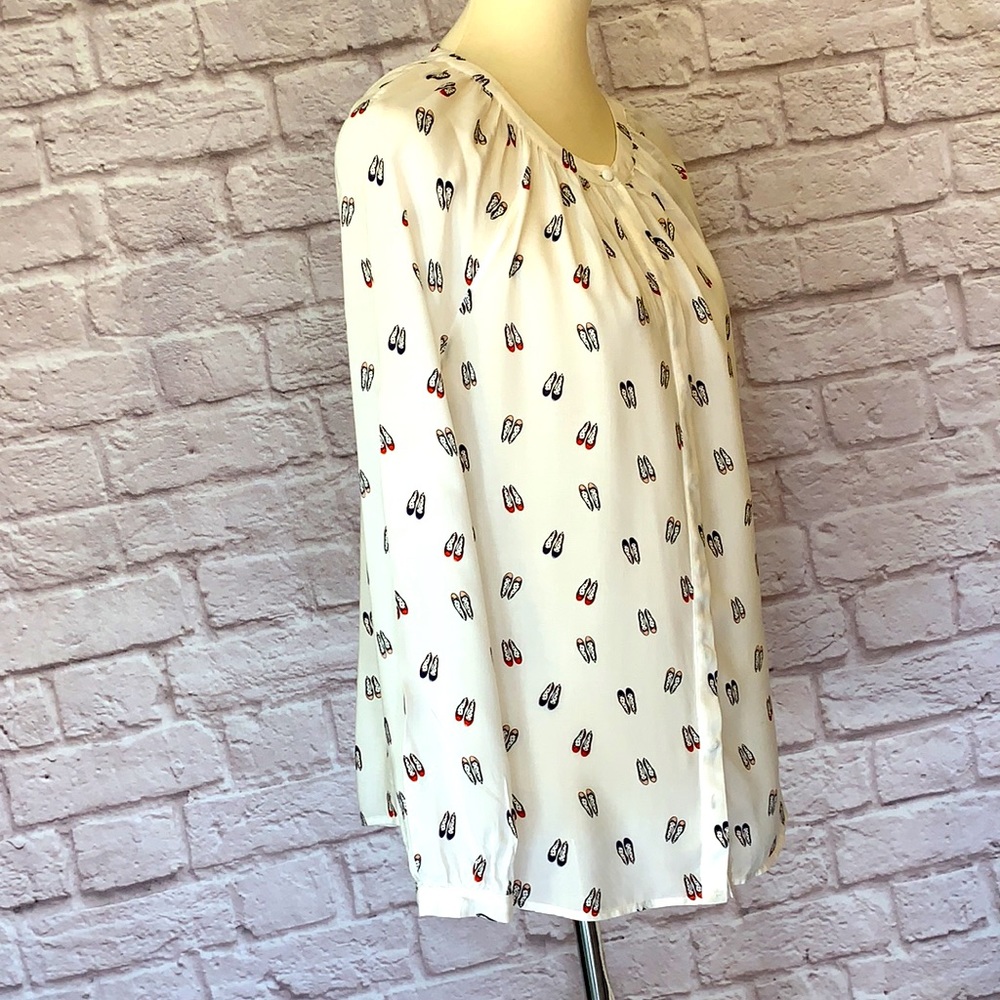 Boden White Button Down Shirt with Shoe Print - Picture 3 of 7